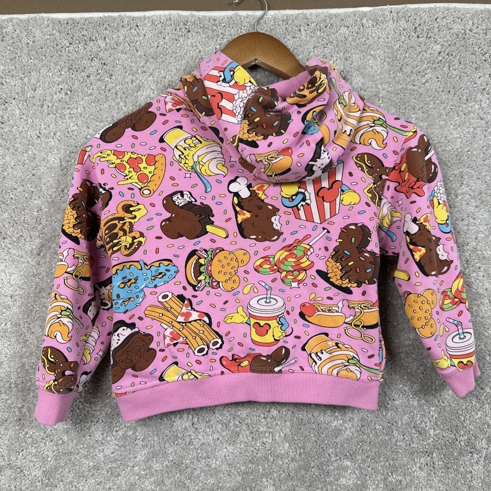 Disney Parks Hoodie Sweatshirt Kids Size 5/6 Pink Eats Collection Food
